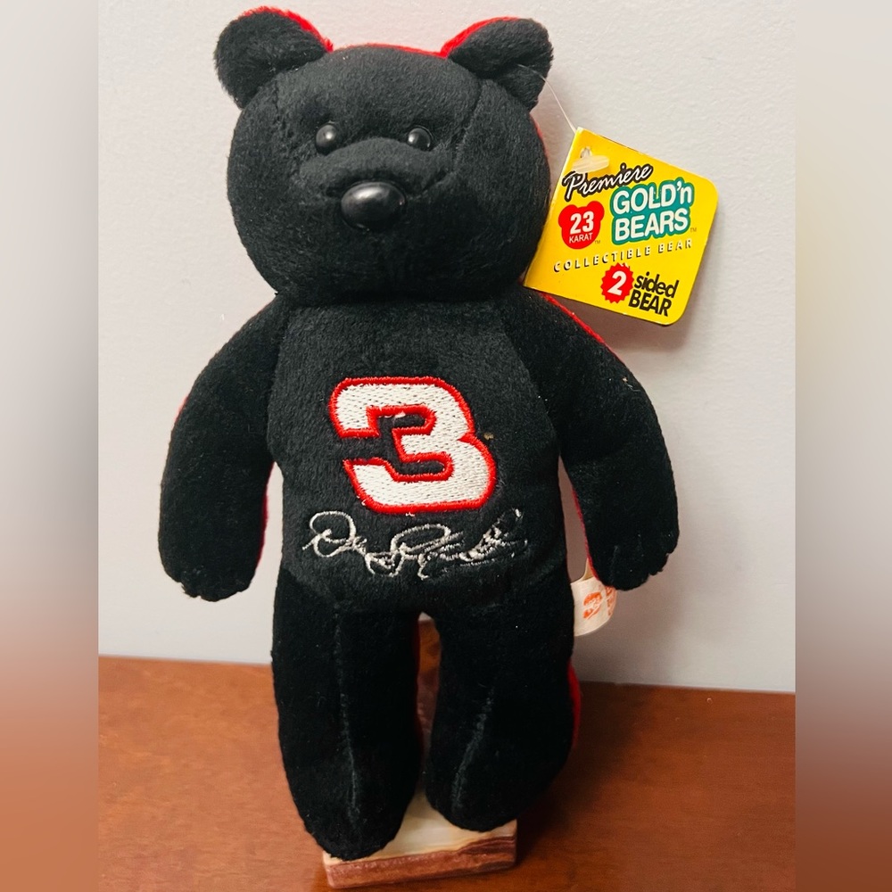 2001 Premiere 23 Karat Gold'n Bears Dale Earnhardt / Dale Jr. 2-Sided Bear